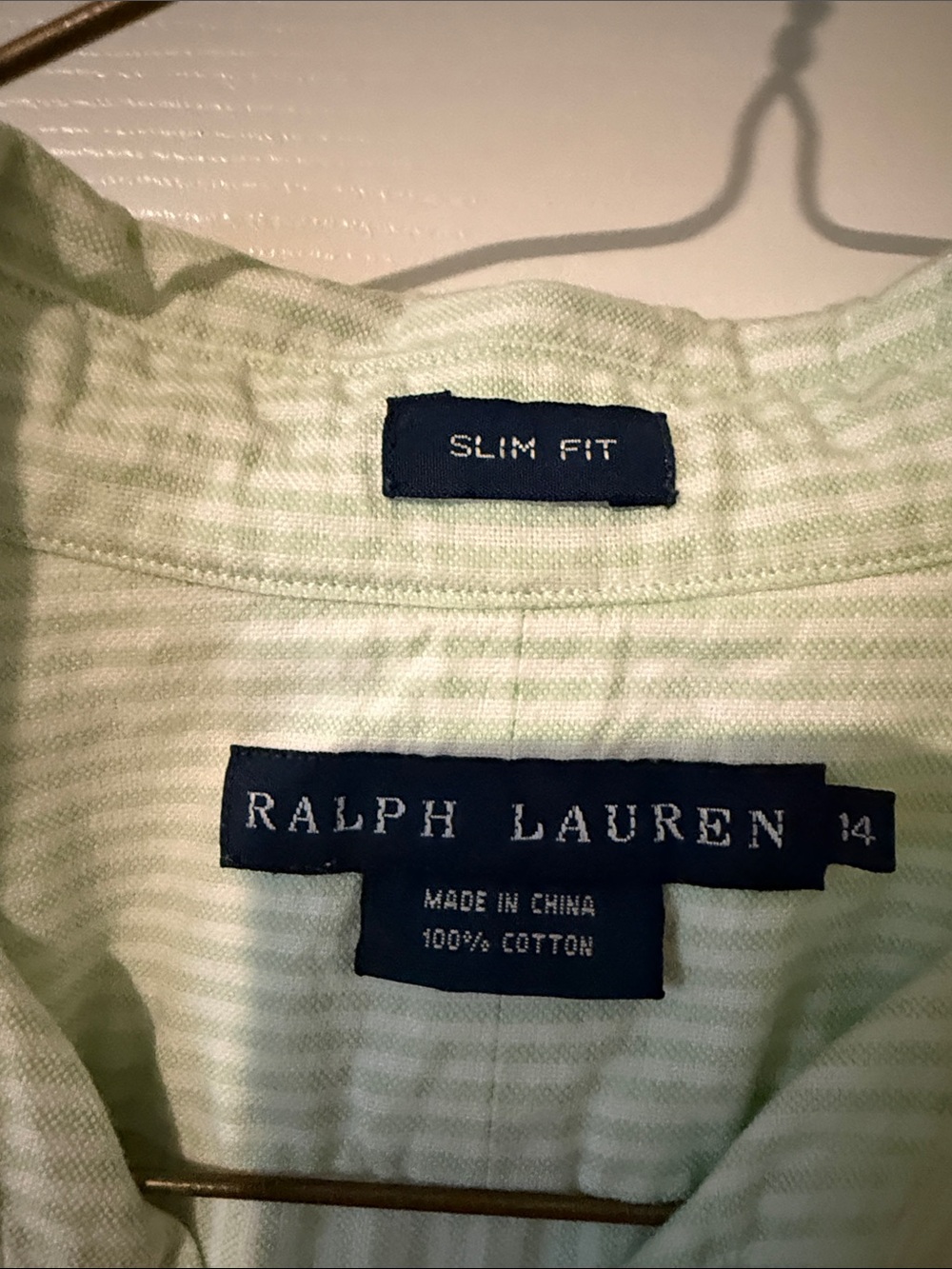 Ralph Lauren Light Mint Green & White Striped Button-Down Shirt - Picture 3 of 10
